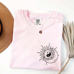 Boho Mystical Moon And Sun Yin Yang T-Shirt
