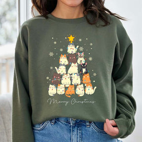 Meow Christmas Cat Tree Sweatshirt