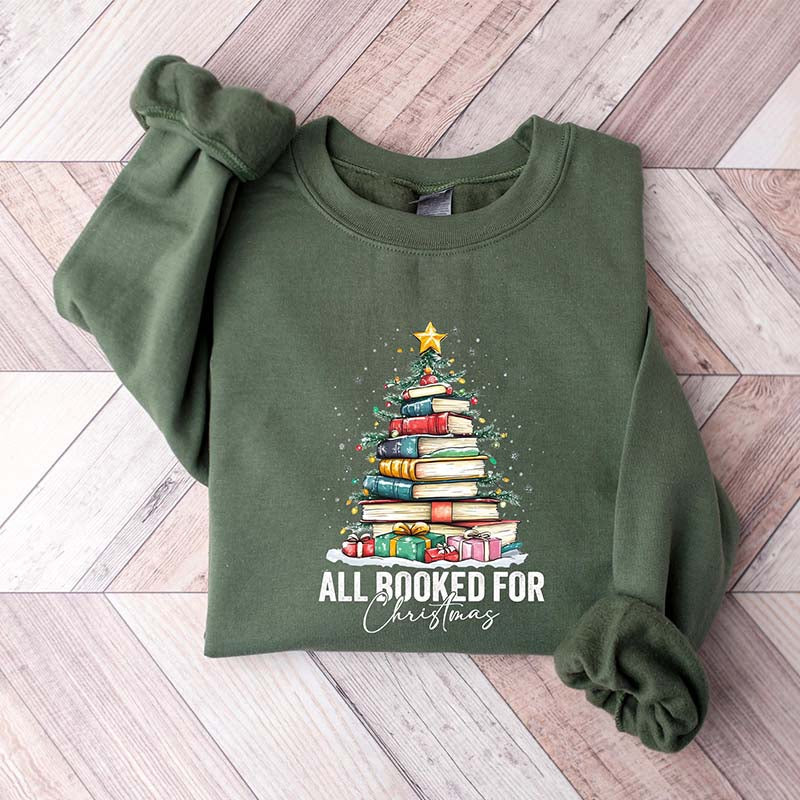 All Booked For Christmas Shirt Gift for Librarian Sweatshirt