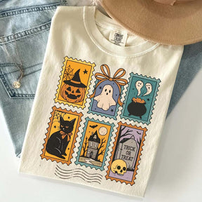 Halloween Cute Ghost Pumpkin Cat T-Shirt