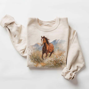 Retro 90's Chestnut Horse Horseback Riding Sweatshirt