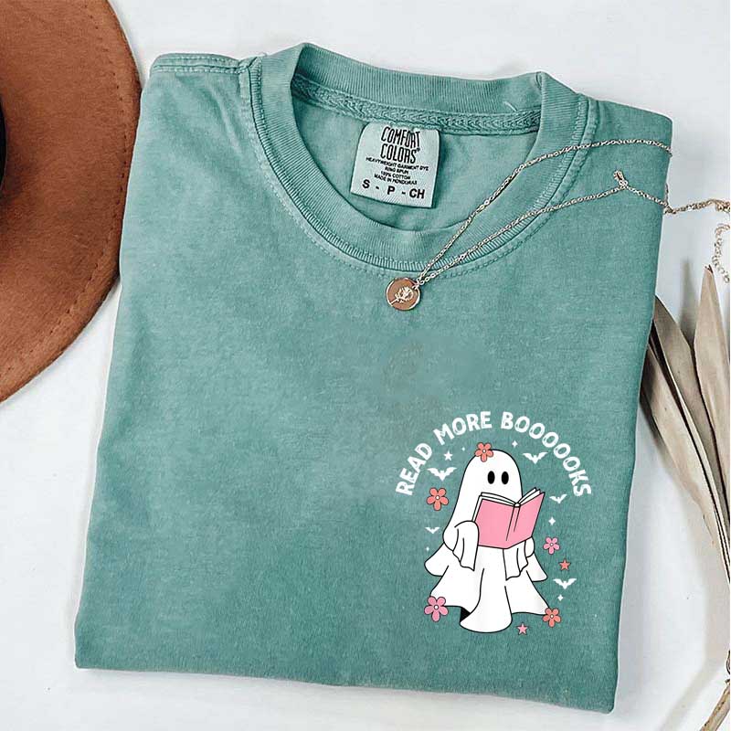 Ghost Reading Books Bookish Halloween T-Shirt
