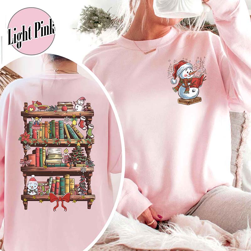 Funny Librarian Snowman Read Book Sweatshirt