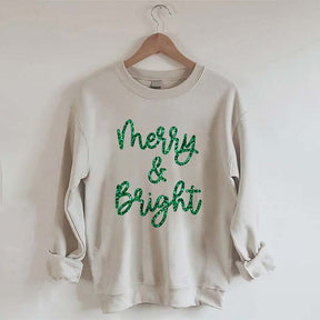 Sparkly Glitter Merry And Bright Sweatshirt