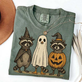 Boo Ghost Raccoon Autumn Halloween T-Shirt