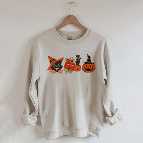 Halloween Black Cat Pumpkin Sweatshirt