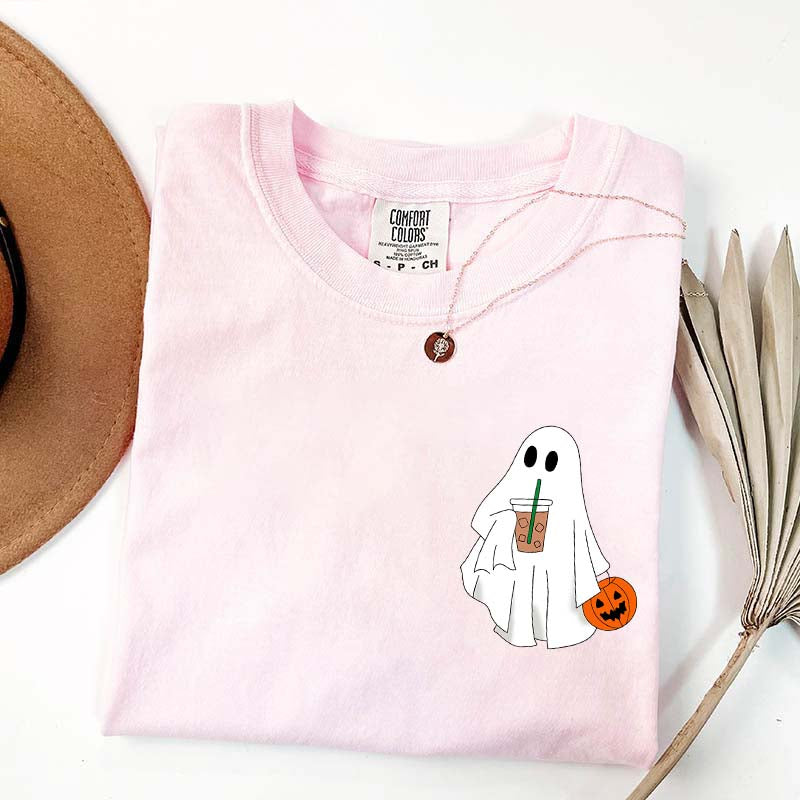 Halloween Ghost Iced Coffee Lover T-Shirt