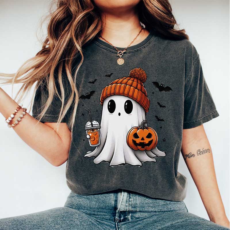 Halloween Ghost Spooky Season Cute Fall T-Shirt