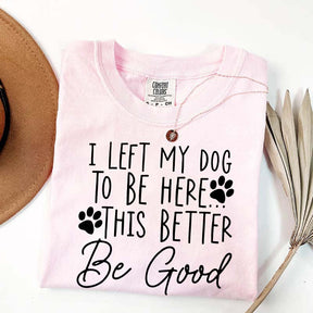 I Left My Dog To Be Here This Better Be Good Funny T-Shirt