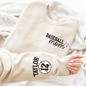 Personalize Baseball Mom Kids Name On Sleeve Sweatshirt