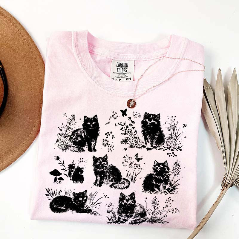 Vintage 90s Cats Pet Floral T-Shirt