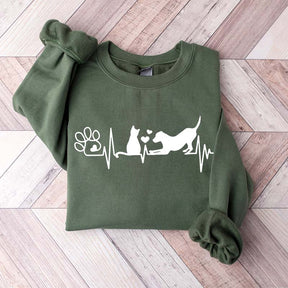 Dog And Cat Heartbeat Sweatshirt