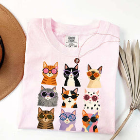 Retro Cool Cats Sunglasses T-Shirt