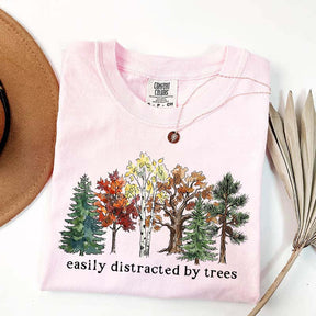 Easily Distracted by Trees Camping Hiking T-Shirt