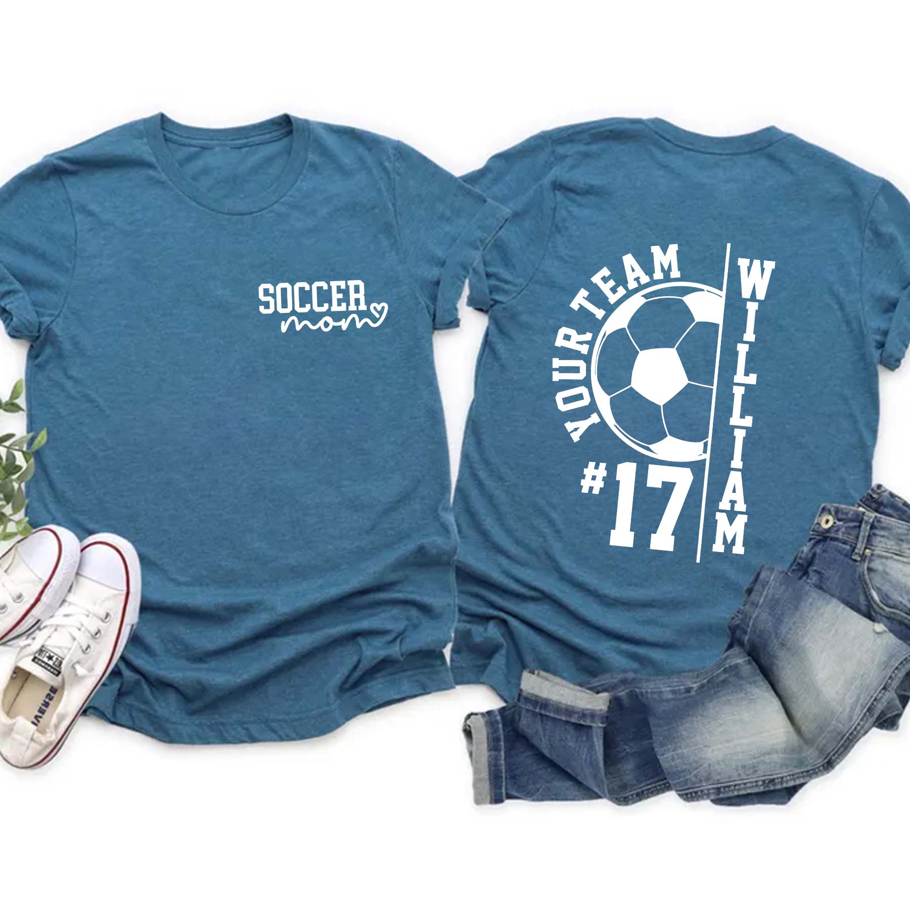 Custom Soccer Team Mom Kids Name & Number T-Shirt