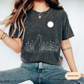 Celestial Cat Comfort Colors Fowers T-Shirt