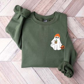 Little Ghost Ice Coffee Halloween Sweatshirt