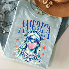 America Statue of Liberty Blowing Bubble Gum T-Shirt