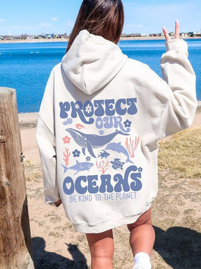 Protect Our Oceans Trendy Surfing Hoodie