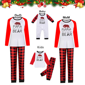 Family Matching Papa Bear & Mama Bear Red Plaid Pajamas Sets