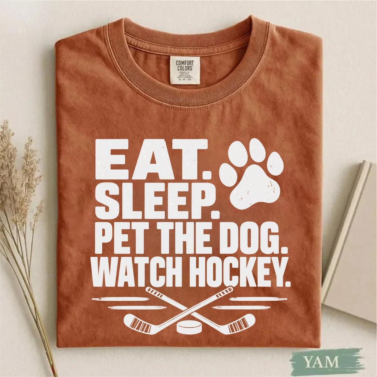 Cuet Eat. Sleep. Pet the Dog. Watch Hockey. Funny Hockey T-Shirt