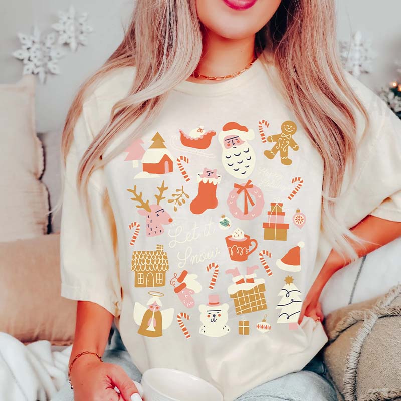 Vintage Christmas Doodles T-Shirt