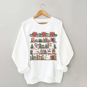 Book Lover Christmas Cute Ghost Sweatshirt