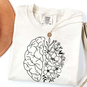 Mental Health Floral Brain Anatomy T-Shirt