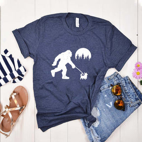 Bigfoot Walking Corgi Dog T-Shirt