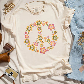 Peace Sign Valentines Flowers T-Shirt