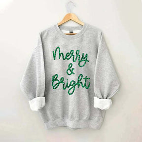 Sparkly Glitter Merry And Bright Sweatshirt