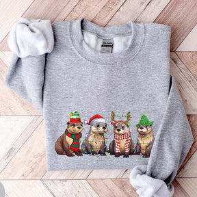 Otters Christmas Lights Sweatshirt