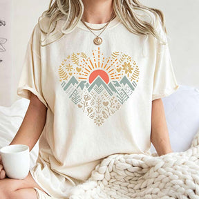 Love Hiking Mountain Heart T-Shirt