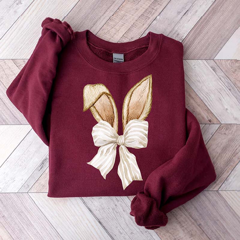 Coquette Bunny Bow and Ears Spring Sweatshirt