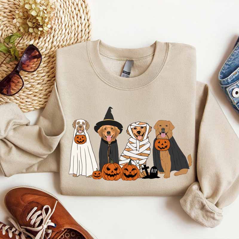 Golden Retriever Ghost Dogs Halloween Sweatshirt