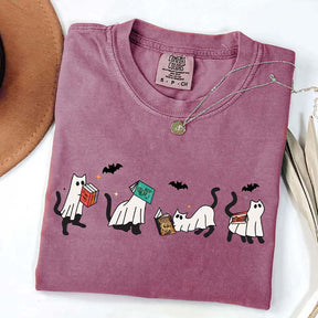 Ghost Cat Reading Lover T-Shirt