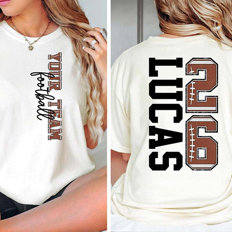 Custom Team Football Name And Number T-Shirt