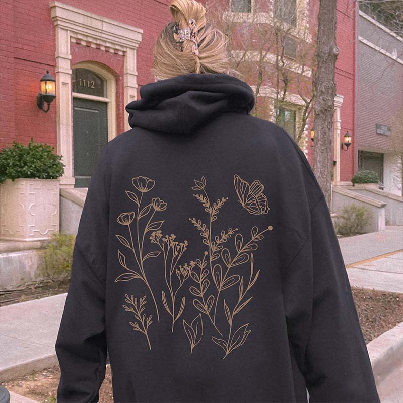 Boho Butterfly Wildflower Cottagecore Hoodie