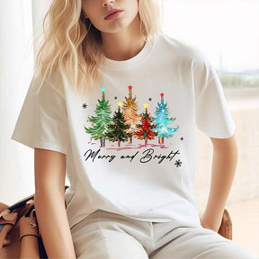 Merry and Bright Trees Cute Holiday T-Shirt