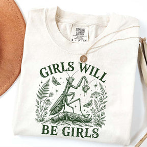 Girls Will Be Girls Praying Mantis Botanical T-Shirt