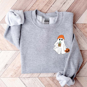 Little Ghost Ice Coffee Halloween Sweatshirt