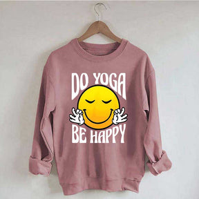 Do Yoga Be Happy Retro Face Fun Sweatshirt