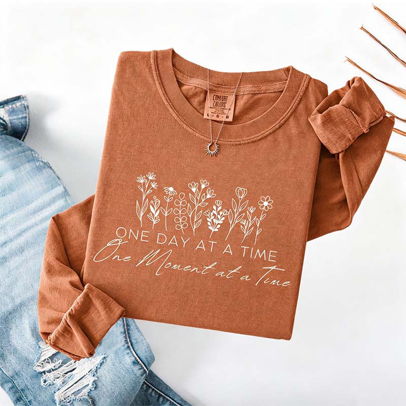 One Day At A Time Cozy Floral Sweatshirt