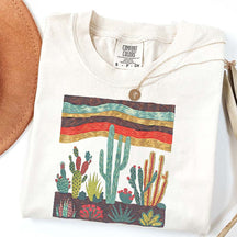 Retro Desert Cactus Southwest Boho Plant T-Shirt