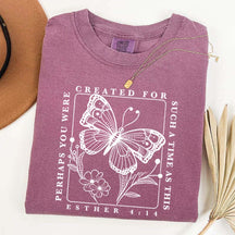 Bible Verse Esther 4:14 Butterfly Floral T-Shirt