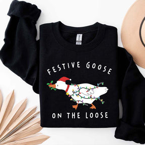 Xmas Duck Festive Goose On The Loose Sweatshirt