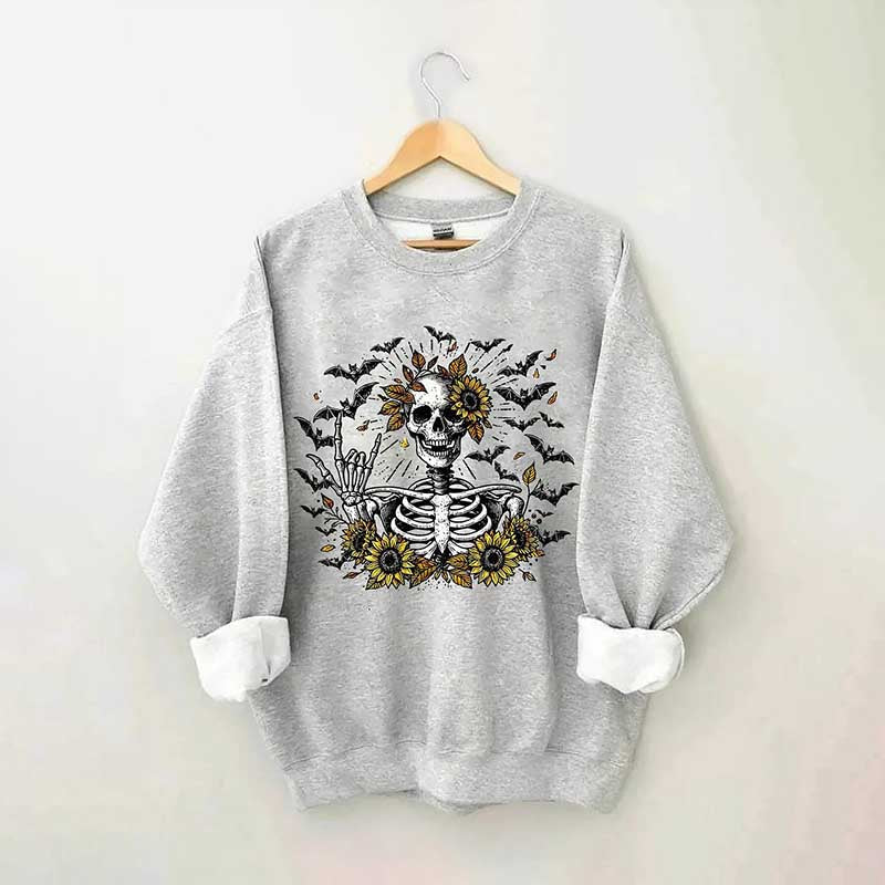 Spooky Skeleton Sunflowers Sweatshirt