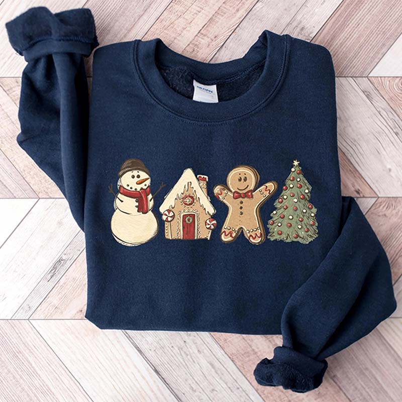 Cute Gingerbread Cookies Snowman Sweatshirt