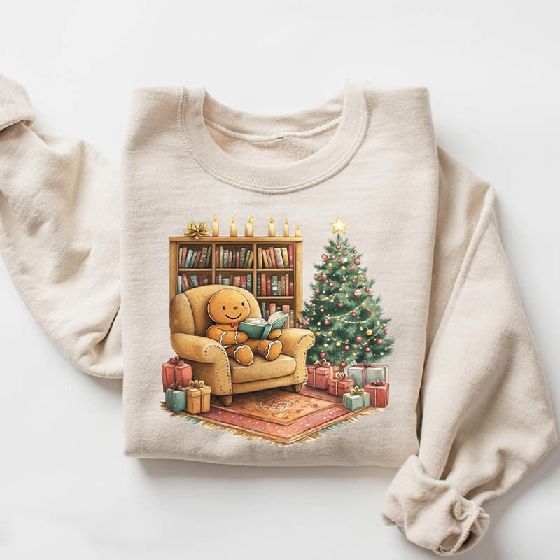 Retro Gingerbread Reading Books Sweatshirt