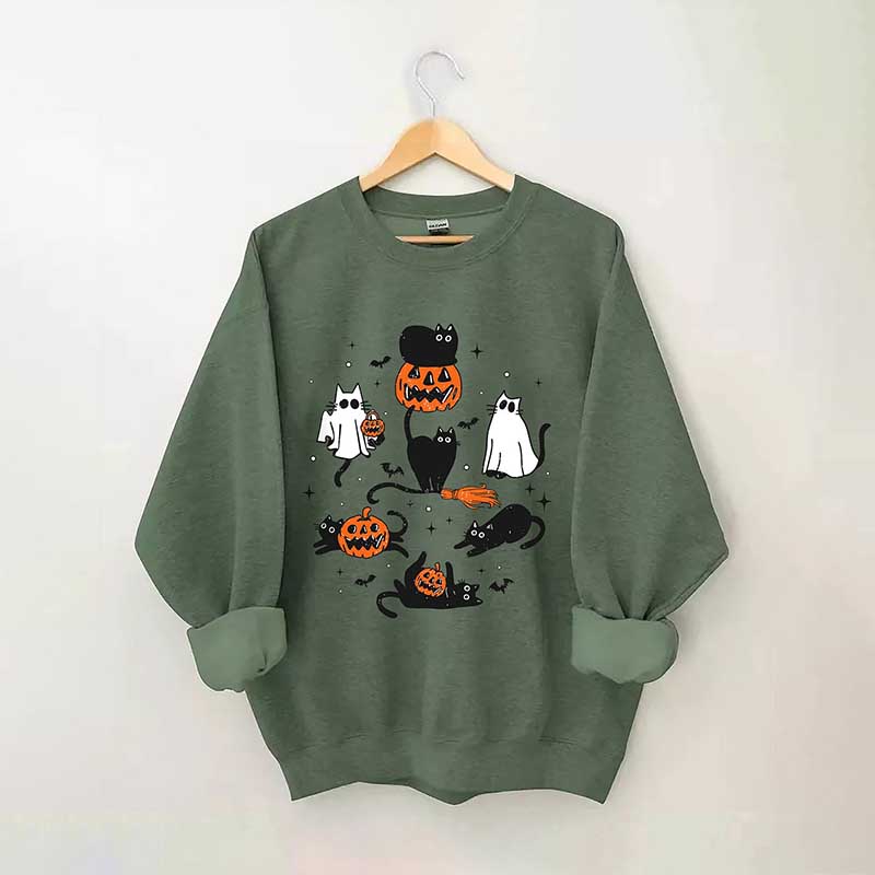 Halloween Ghost Cats Sweatshirt